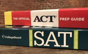 Test preparation books for the SAT and ACT